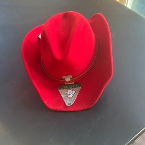 Ladies Red Vintage wool cowboy hat. Made in the USA.